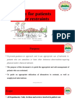 Policy For Patients Under Restraints: Nursing Excellence Unit