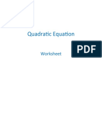 Quadratic Equation: Worksheet