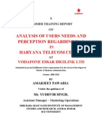 Analysis of Users Needs and Perception Regarding Vas Haryana Telecom Circle