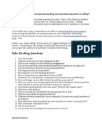 Sales Probing Questions: 1 Elaborate The Difference Between Probing and Operational Question in Selling?