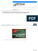 FREE Reviewer: Gen Ed 170 Questions With Answer Key: Welcome To LET Exam Questions and Answers!!!