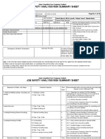 Job Safety Analysis Risk Summary Sheet