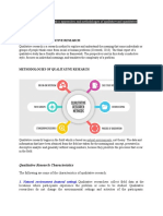 Metholodogies, Characteristics, Approaches of Qualitative and Quantitative Research