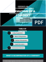 Corporate Law Presentation: Formation of A Company