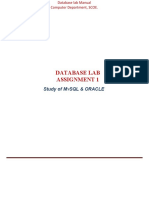 Database Lab Assignment 1: Study of M SQL & Oracle