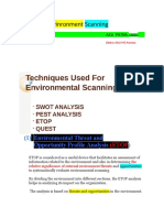 Topic: Envinronment Scanning: (1) Environmental Threat and Opportunity Profile Analysis)