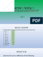 Quarter 1 Week 5: Multiplying Decimals and Mixed Decimals With Factors Up To 2 Decimal Places