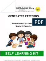 Generates Patterns: For MATHEMATICS Grade 10 Quarter 1 / Week 1.a