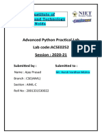 Advanced Python Practical Lab Lab code:ACSE0252 Session: 2020-21