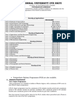 1 Available Programmes: Faculty of Agriculture Department