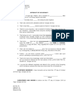 Affidavit of Occupancy: Republic of The Philippines) Province of Surigao Del Sur) Municipality of Tago) S.S