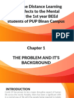 The Online Distance Learning and Its Effects To The Mental Health of The 1St Year Beed Students of Pup Binan Campus