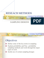 Reseach Methods: Sampling Designs