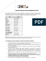 Receipt of Company Property Acknowledgement Form: Item Value