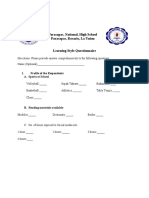 Learning Style Questionnaire