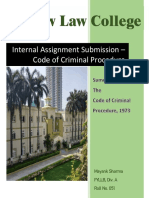 New Law College: Internal Assignment Submission - Code of Criminal Procedure