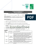 Nursing Care Management 101 Health Assessment: Procedural Checklist in