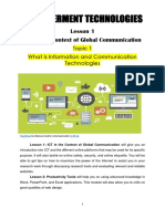 Empowerment Technologies: Lesson 1 ICT in The Context of Global Communication