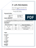 Saif-Ur-Rehman: Personal Profile