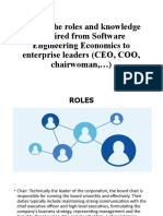 Clarify The Roles and Knowledge Required From Software Engineering Economics To Enterprise Leaders (CEO, COO, Chairwoman, )