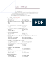 Prelim Exam - Math 101 - Final