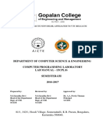 Department of Computer Science & Engineering Computer Programming Laboratory Lab Manual - 15Cpl16 Semester-I/Ii 2016-2017