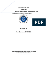 Syllabus & Sap MM5026 Management of Innovation, Technology and Entrepreneurship For Executive