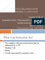 Computer Organization and Assembly Language: Lecture 11 & 12 Instruction Sets: Characteristics and Functions