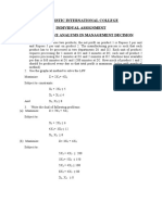 Yardistic International College Individual Assignment Quantitative Analysis in Management Decision