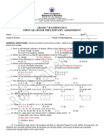 First Quarter Preliminary Assessment: Grade 7 Mathematics