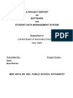 A Project Report Software Student Data Management System: Central Board of Secondary Education, New Delhi