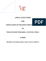 Application Form For Affiliation of Training Providers (TP) Telecom Sector Skill Council (TSSC) Under