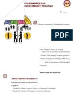 Therapeutic Modalities (Ca3) : Week 2 Topic: Therapeutic Community Principles