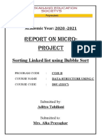 Report On Micro-Project: Sorting Linked List Using Bubble Sort