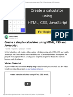 Create A Simple Calculator Using HTML, CSS and Javascript - DeV Community