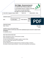 Computer Science Grade X IG Pre-Board-2 Examinatin 2020-21