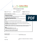 MYP Assessment Task Sheet: Year 2021-22