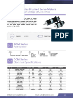 DCM Series Brushed Servo Motors: Electrical Specifications