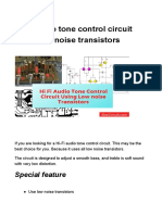 Hi Fi Audio Tone Control Circuit Using Low Noise Transistors