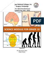 Science Module For Grade 10: Guagua National Colleges, Inc. Guagua, Pampanga