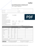 Preventative Maintenance Checklist: Modbar Espresso Av 3 and 9 Month