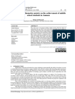 The Effect of Mathematics Anxiety On The Achievement of Middle School Students in Amman