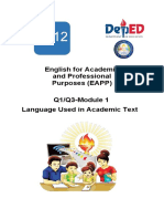 English For Academic and Professional Purposes (EAPP) Q1/Q3-Module 1 Language Used in Academic Text