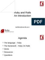 Ruby and Rails An Introduction: Karthiksr@cse - Iitb.ac - in