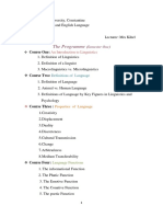 Courses of Linguistics, First Year