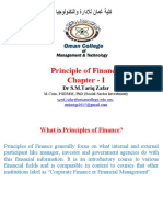 Principle of Finance Chapter - I: DR S.M.Tariq Zafar