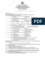 Department of Education: I. MULTIPLE CHOICE: Write The Letter That Corresponds To The Correct Answer