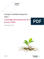 9609 Business Paper 1 Example Candidate Responses