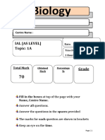 Biology: Ial (As Level) Topic: 1A