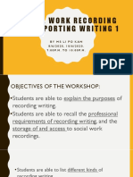 Social Work Recording and Reporting Writing 1